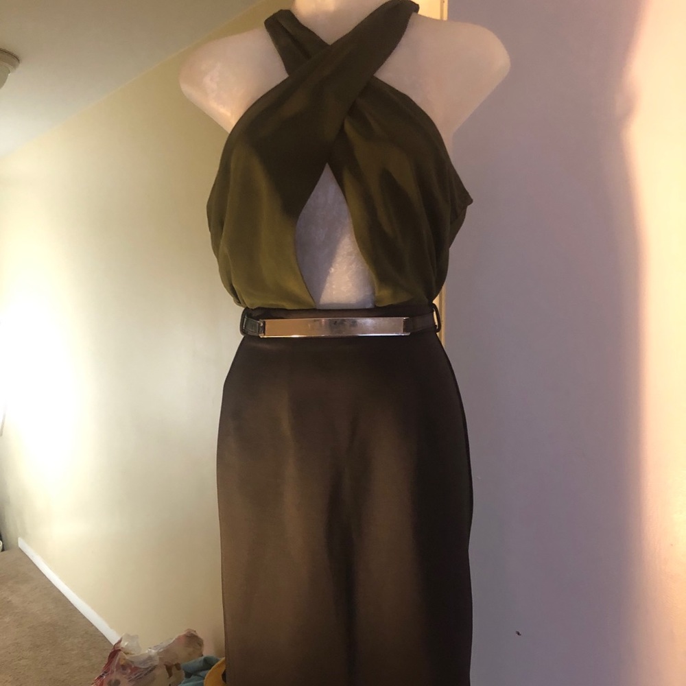 Green & Black Party Dress